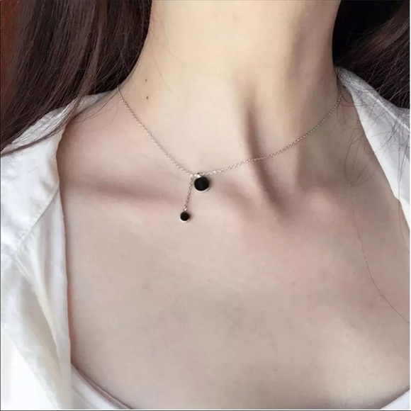 🌟 Sterling Silver 925 Black Set Earrings Necklace - Picture 2 of 4